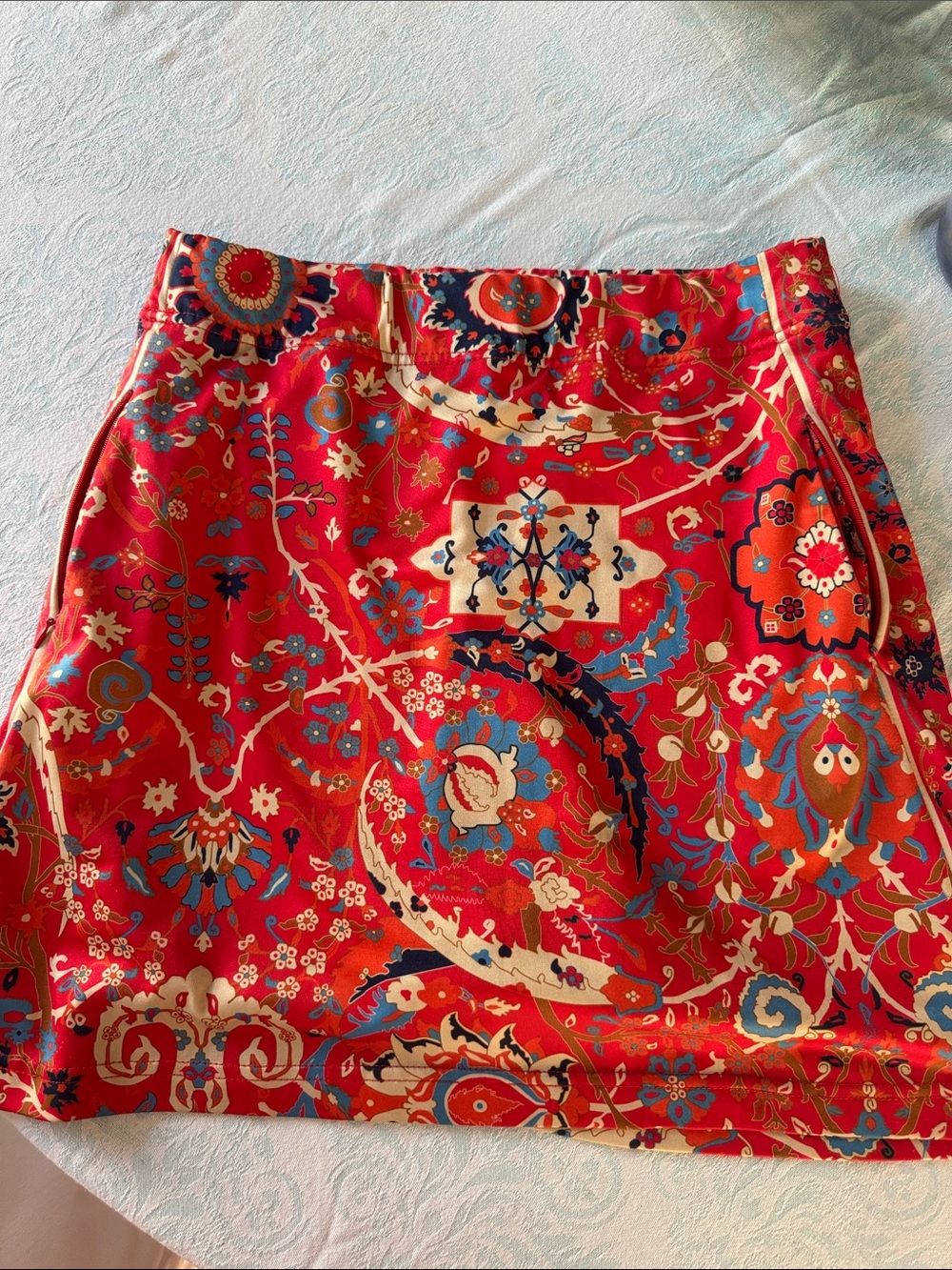 Boho Red Floral-Print Mini Skirt